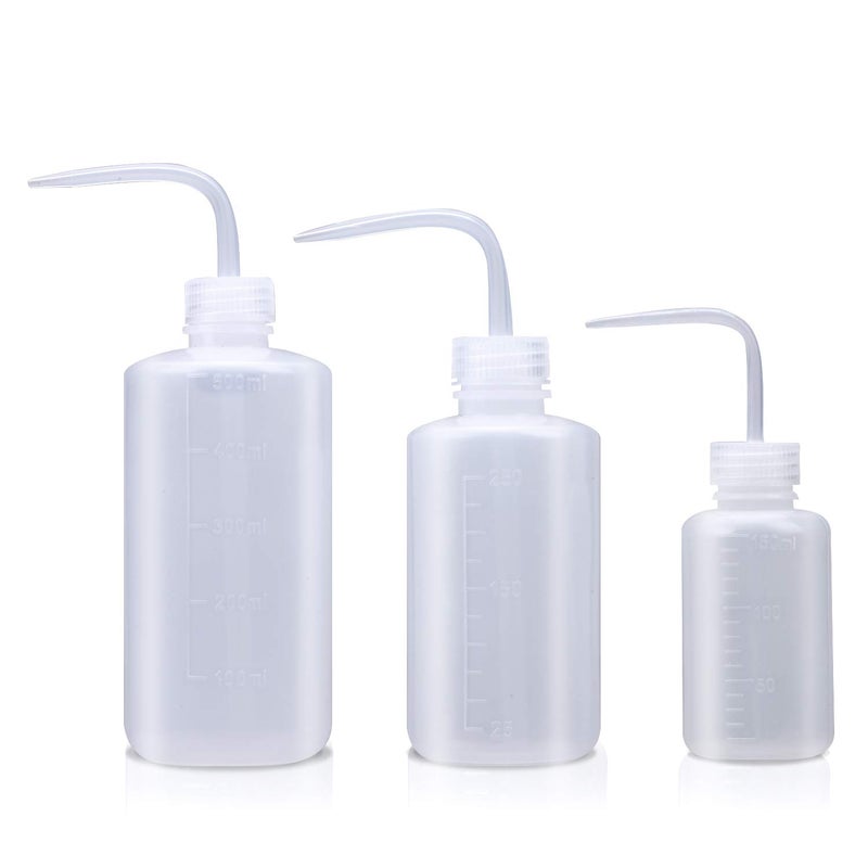 Young4us Wash bottle, 3 Pack LDPE Squeeze Bottles, Safe Plastic Low Density Polyethylene Watering Bottle Tattoo Wash Bottle with Narrow Mouth, for Chemistry, Industry, Lab & Gardening, 500, 250,150ml - Image 1